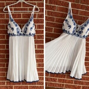 Cinema Etoile 38D White Navy Lace Babydoll Dress Bridal Lingerie Soft Coquette